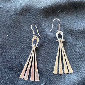 FINE Silver bangle earrings 2 " high